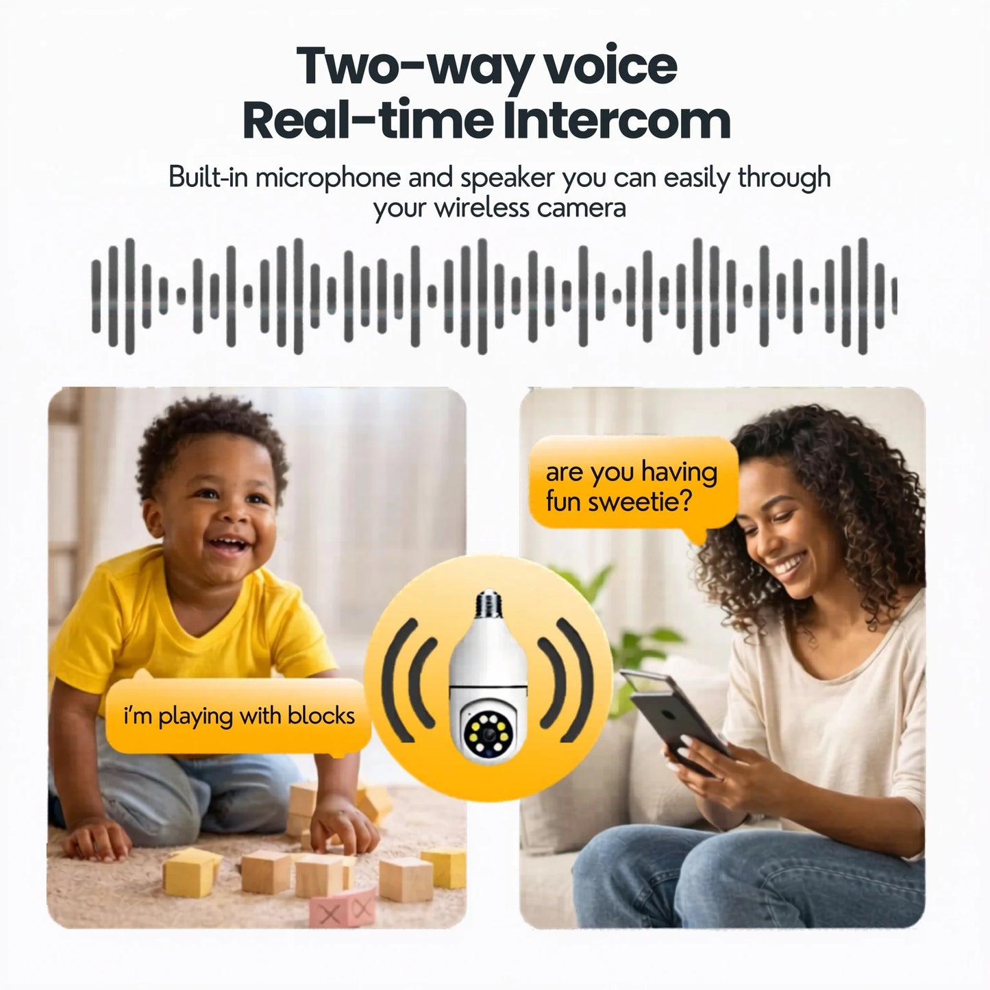WiFi Smart Bulb Camera – 360° HD Security Camera with Night Vision, Motion Detection & Two-Way Audio | 128GB