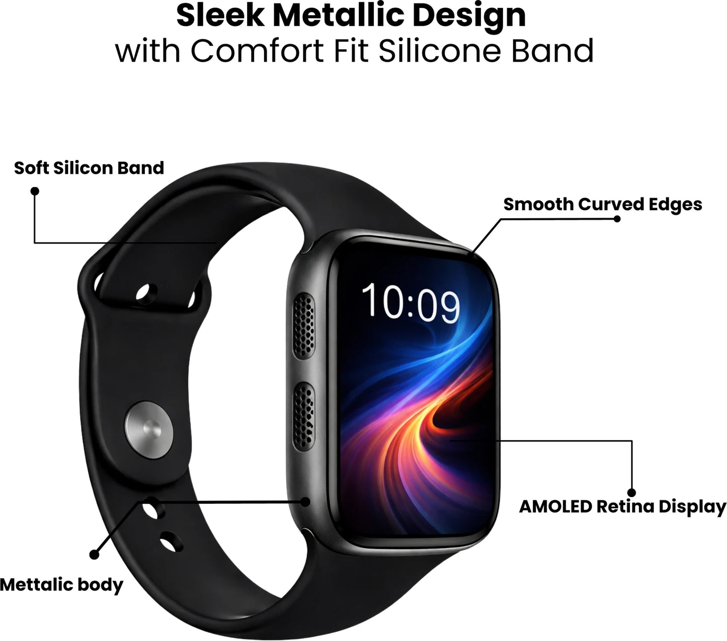 OPINIA Lexasfit WatchX Smartwatch – AMOLED Display, Bluetooth Calling, Wireless Charging & Fitness Tracker Watch