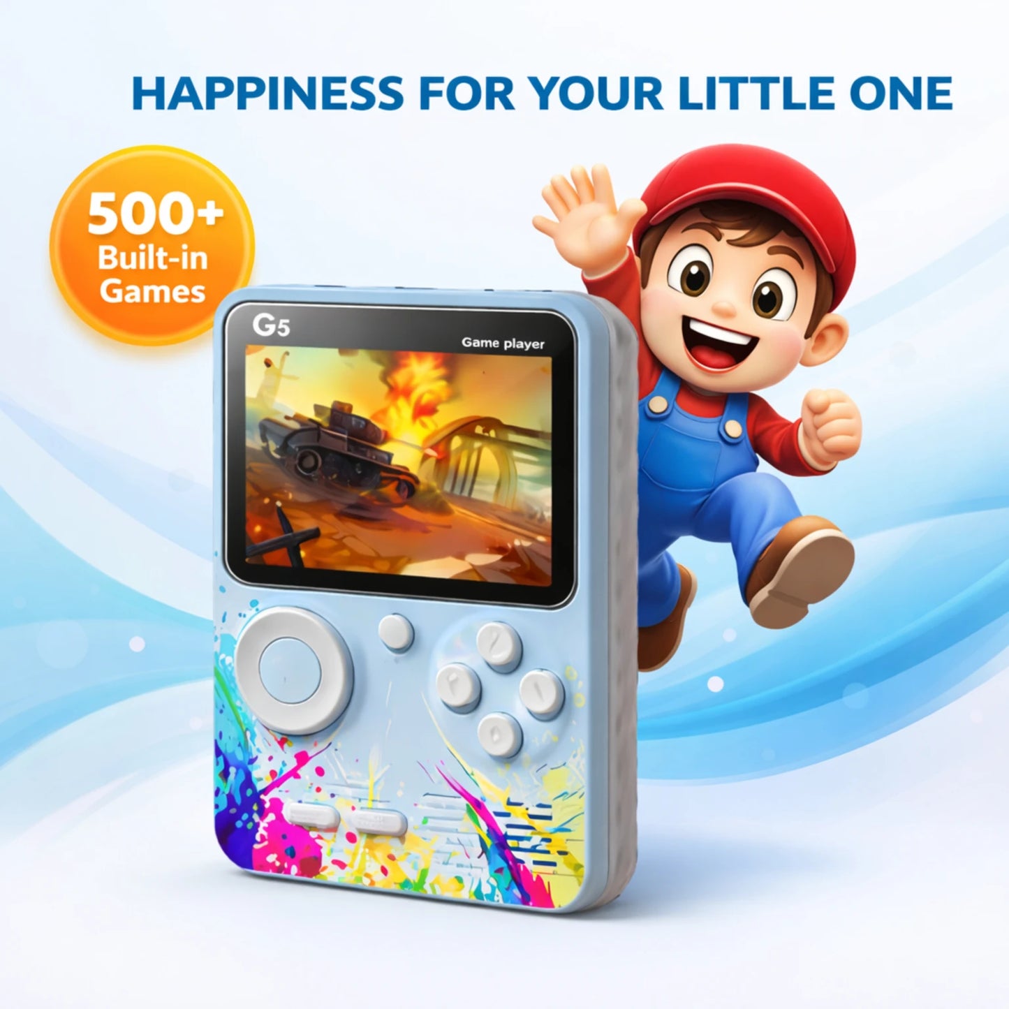 G5 Retro Game Box Handheld Console – 500 Built-in Games, Portable Gaming Device with HD Display & AV Output