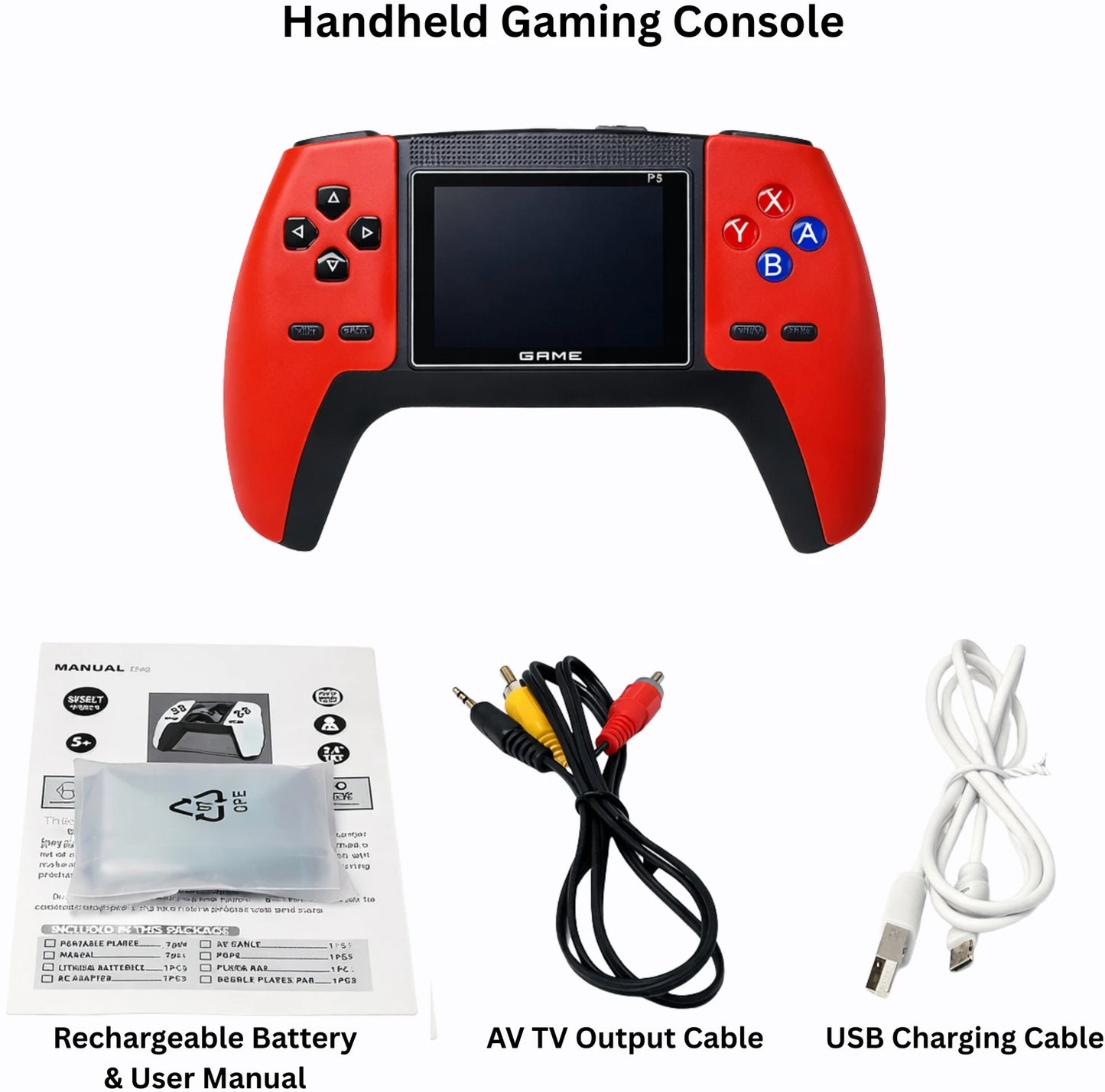 P5 Retro Handheld Gaming Console – 500+ Built-in Games, 3.5” TFT Display, Wireless Controller Support & TV Output