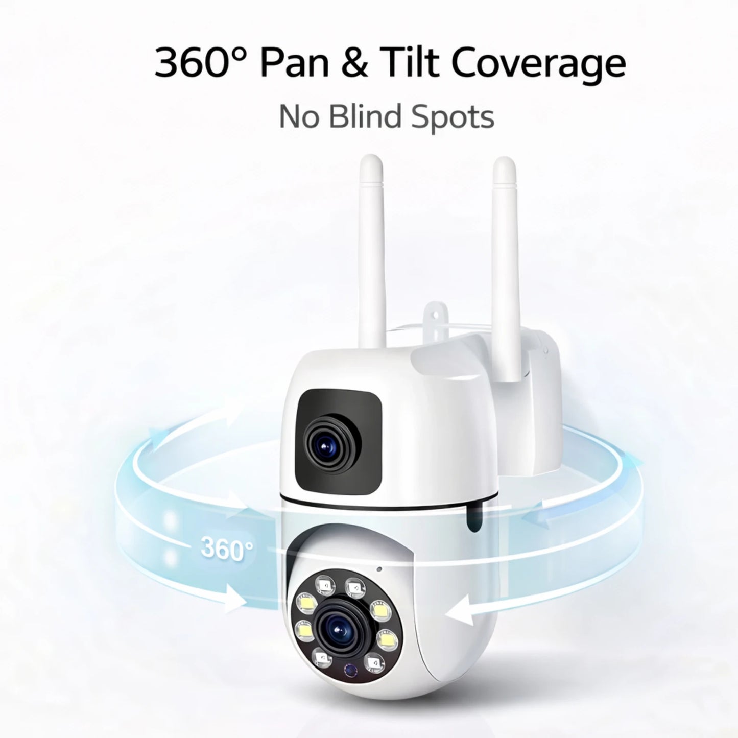 OPINIA Dual Lens Smart Wi-Fi Wall Camera with Live View & Two Way Audio Security Camera | 128GB