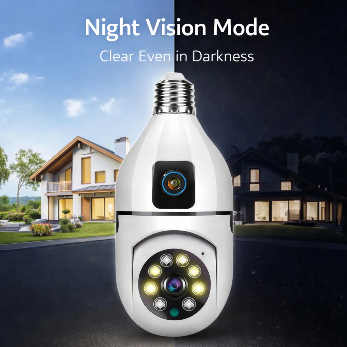 OPINIA Dual Lens Smart Wi-Fi Holder Camera with Night Vision, Live View & Two-Way Audio Security Camera