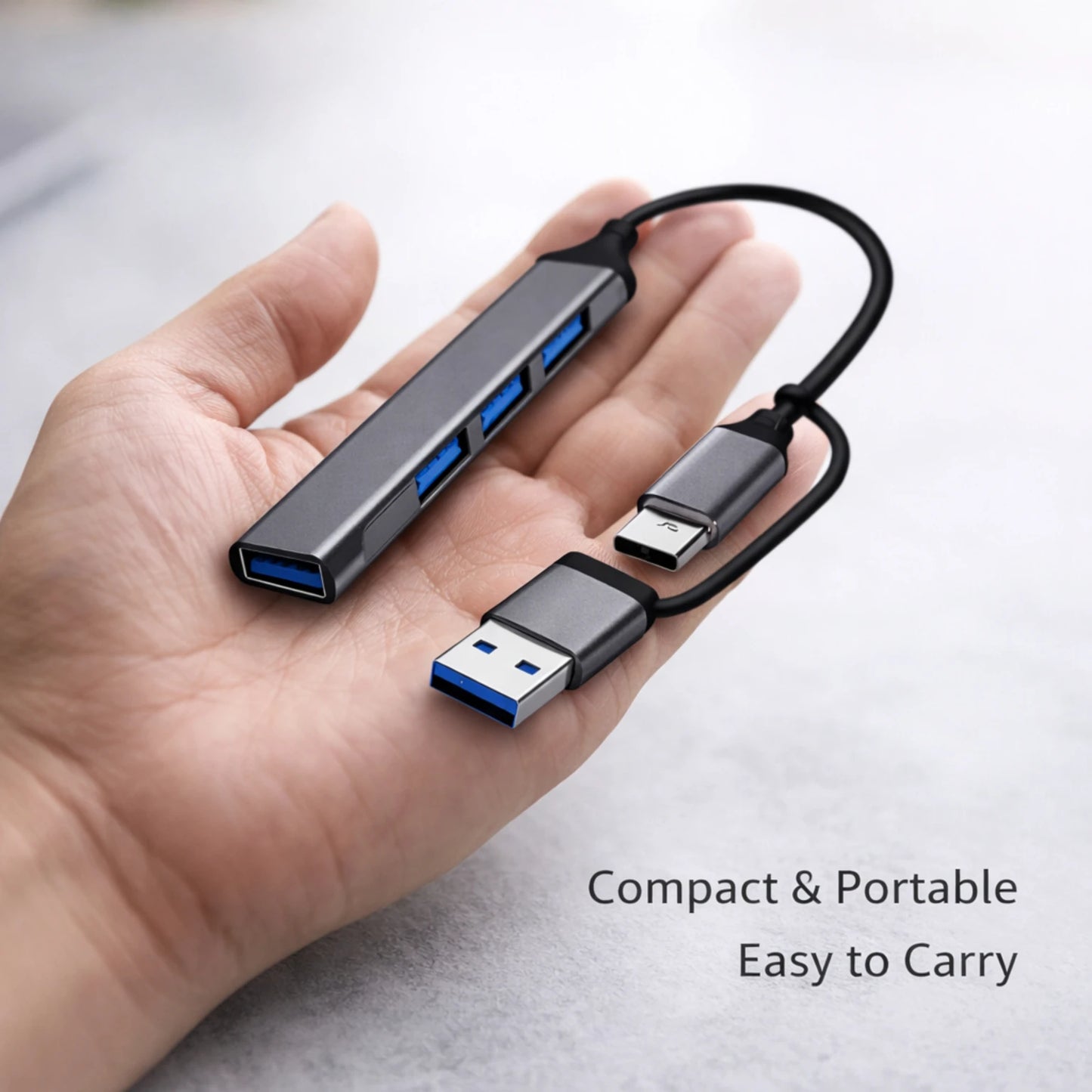 OPINIA 4-in-1 USB Hub OTG Adapter – High-Speed USB 3.0 Multiport Hub for Laptop, PC & Mobile Devices
