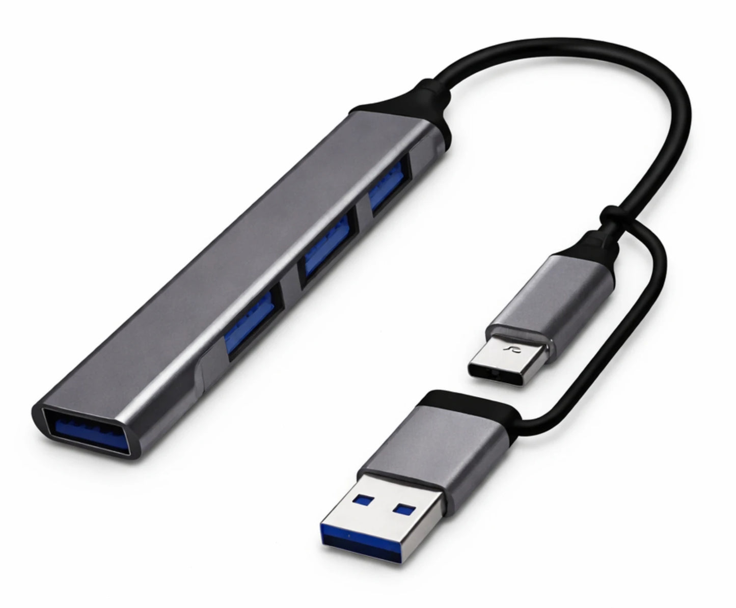 OPINIA 4-in-1 USB Hub OTG Adapter – High-Speed USB 3.0 Multiport Hub for Laptop, PC & Mobile Devices