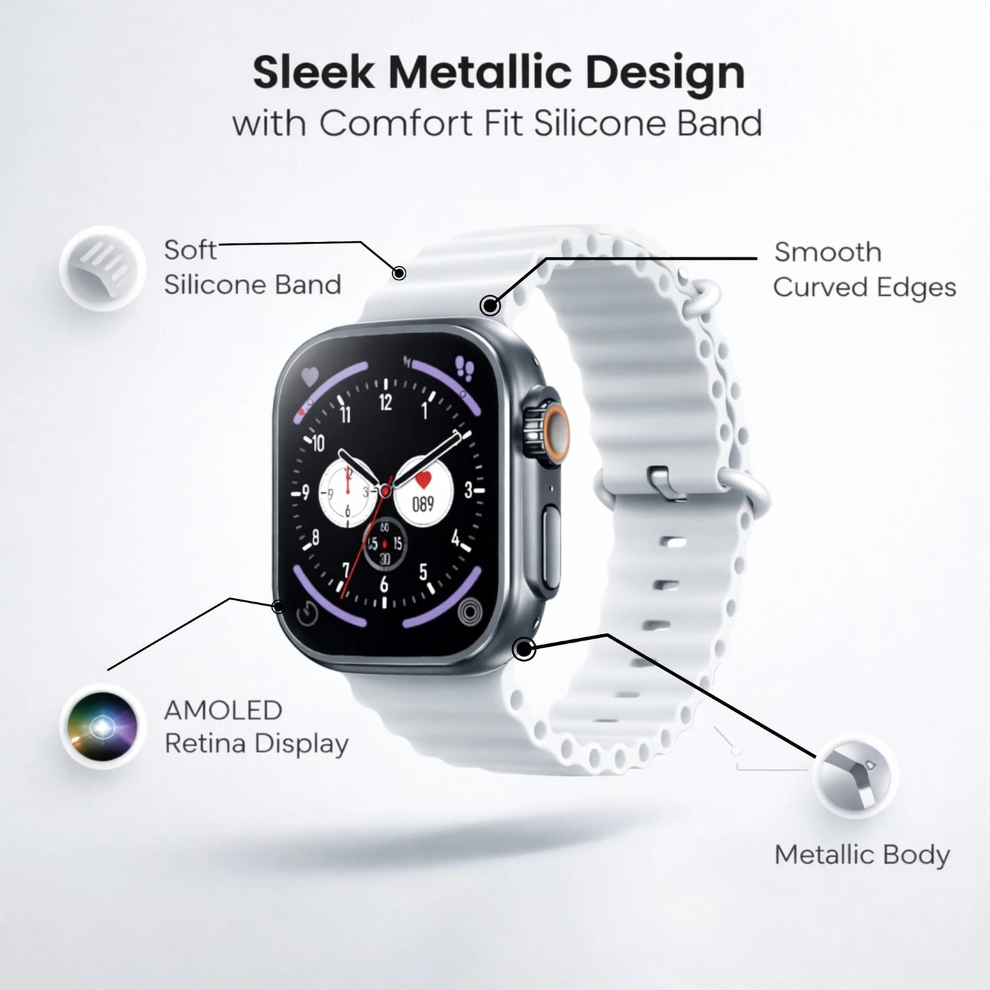 OPINIA L22 Ultra Smartwatch, Touch Screen Display, Bluetooth Calling, Wireless Charging Smartwatch
