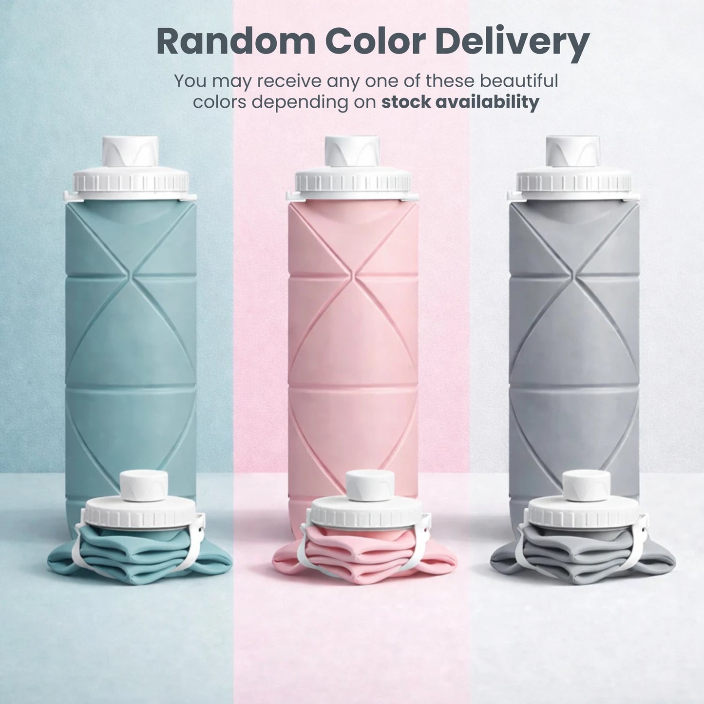 Collapsible Silicone Water Bottle – Foldable BPA-Free Leakproof Travel Bottle for Gym, Sports & Outdoor Use