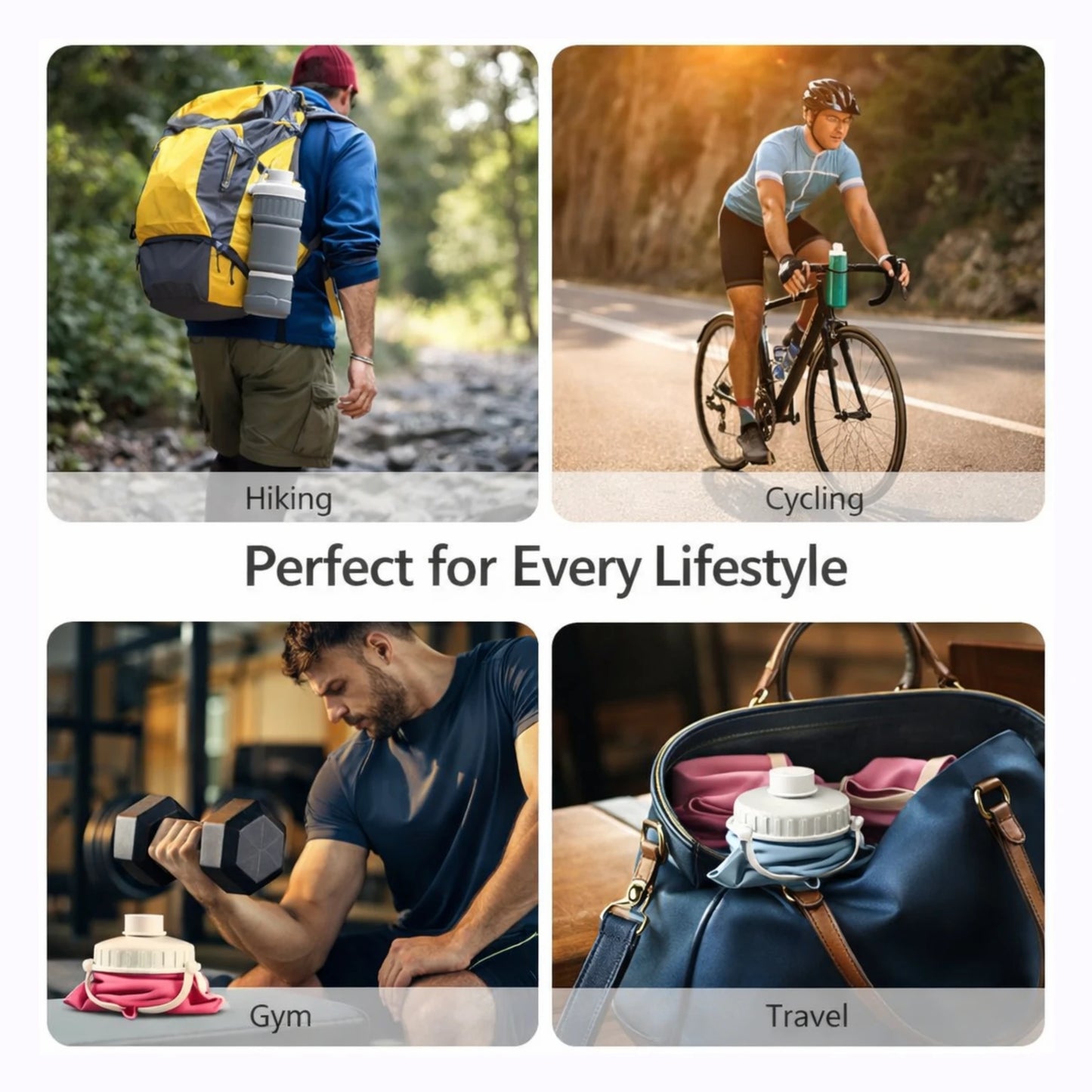 Collapsible Silicone Water Bottle – Foldable BPA-Free Leakproof Travel Bottle for Gym, Sports & Outdoor Use