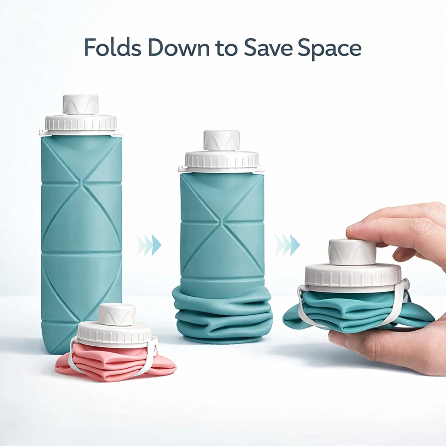 Collapsible Silicone Water Bottle – Foldable BPA-Free Leakproof Travel Bottle for Gym, Sports & Outdoor Use