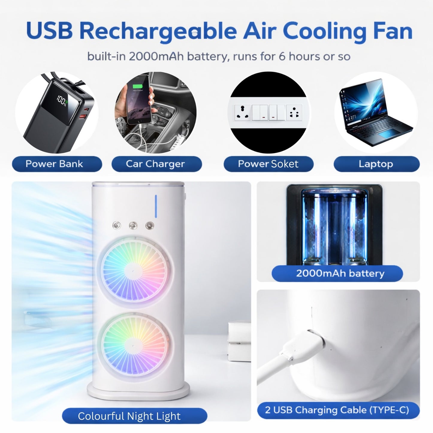 Opinia USB Cooler Easy to Carry, 2000 mAh Rechargable Battery with Remote Control flip 2.O cooler USB Air Cooler