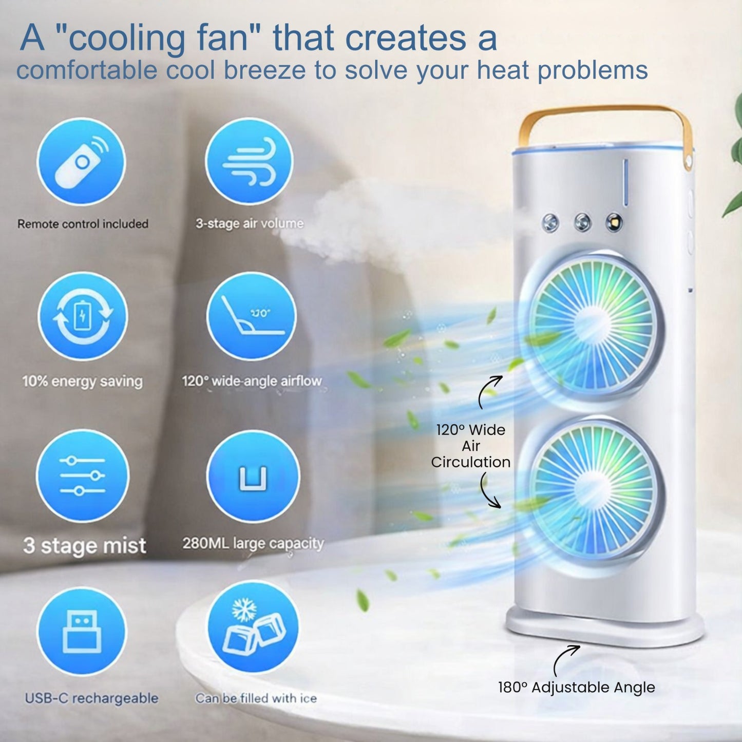 Opinia USB Cooler Easy to Carry, 2000 mAh Rechargable Battery with Remote Control flip 2.O cooler USB Air Cooler