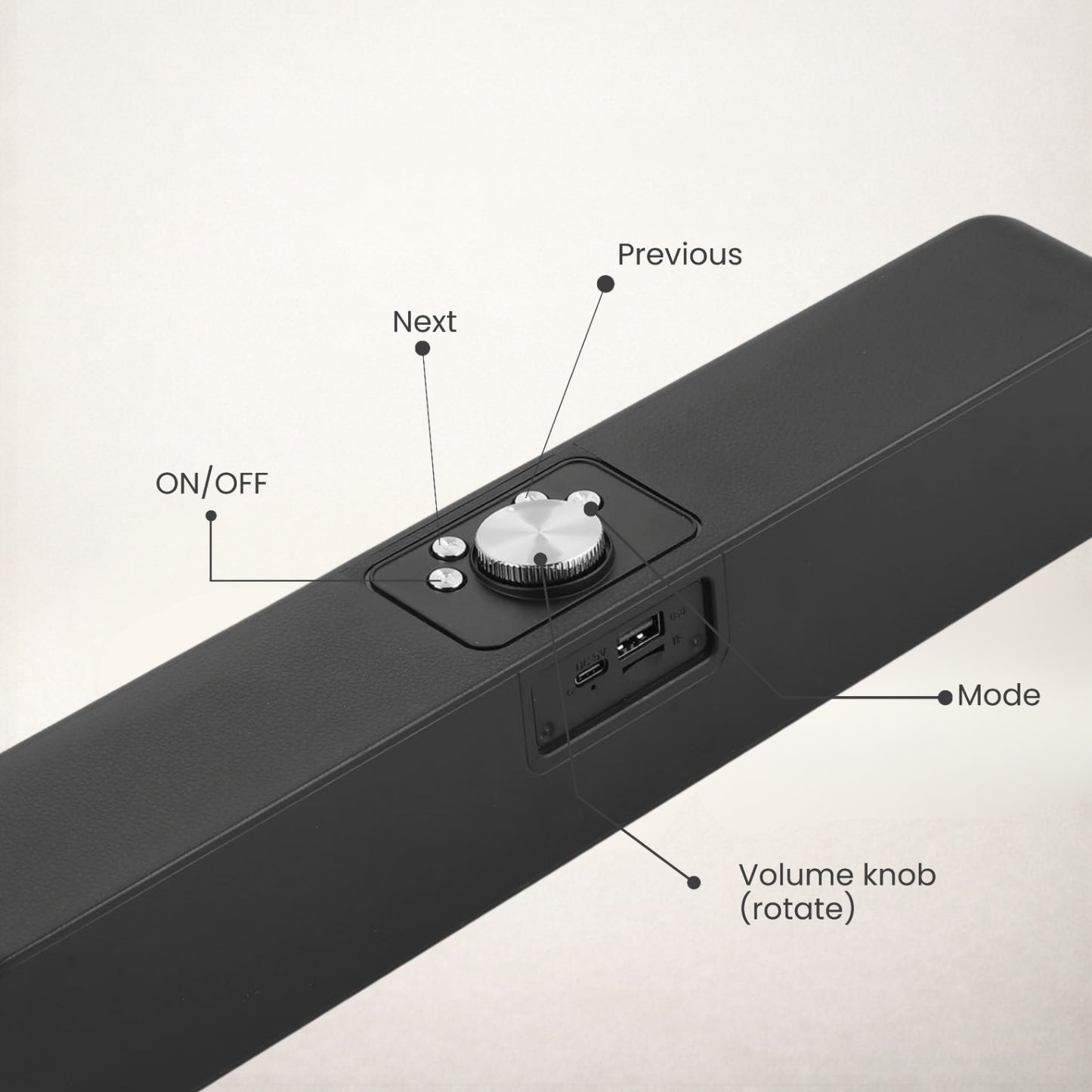 OPINIA Stereo Soundbar, Clear Sound with Bass, 1800 mAh Battery 16W Bluetooth Soundbar