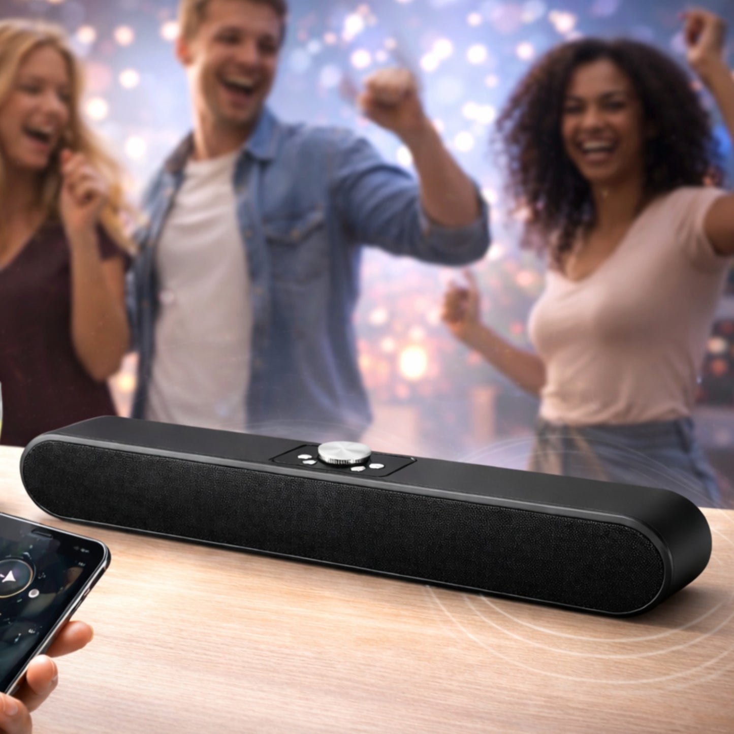 OPINIA Stereo Soundbar, Clear Sound with Bass, 1800 mAh Battery 16W Bluetooth Soundbar