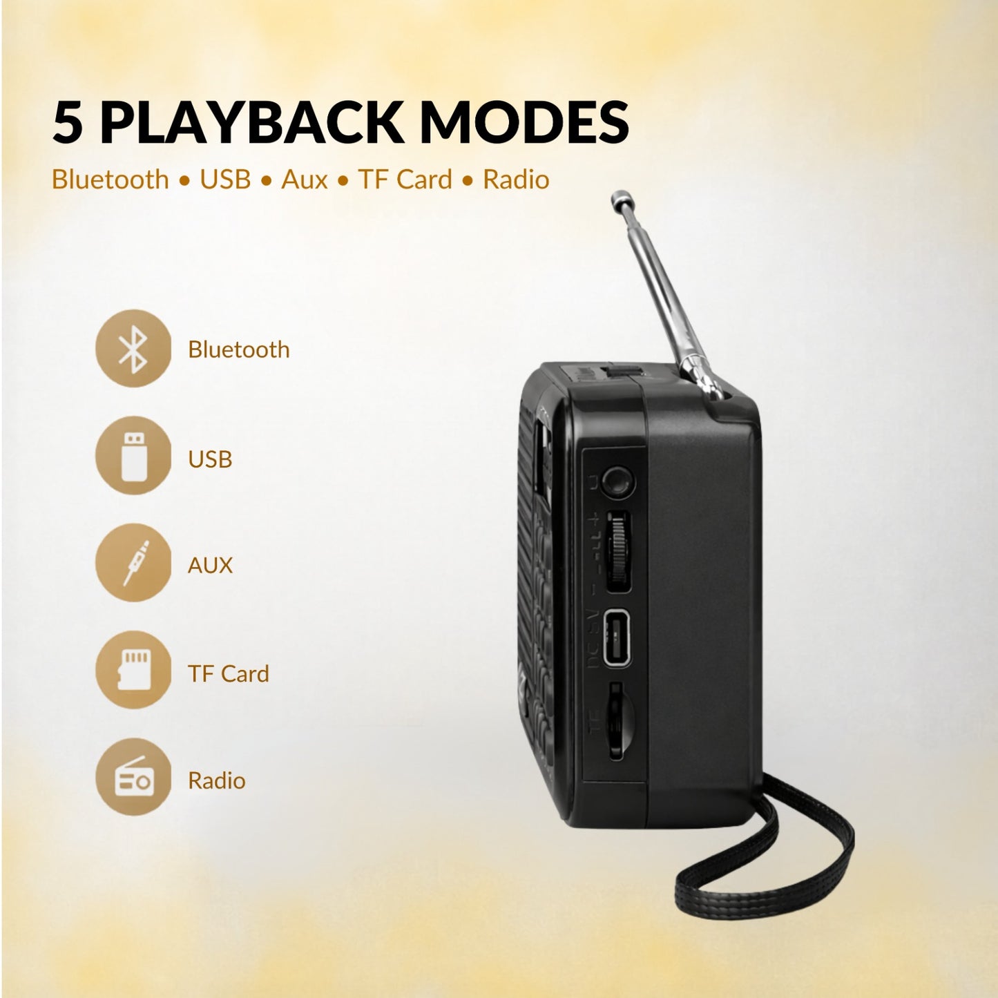 OPINIA Radio S8 FM Audio Player, 9 inch Antenna for Crystal Clear Sound FM Radio