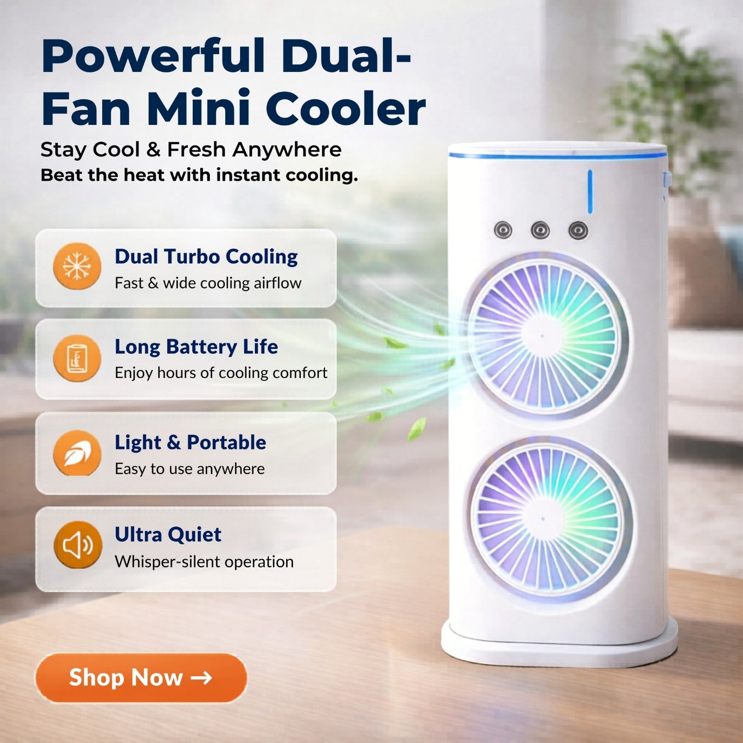 Opinia USB Cooler Easy to Carry, 2000 mAh Rechargable Battery with Remote Control flip 2.O cooler USB Air Cooler