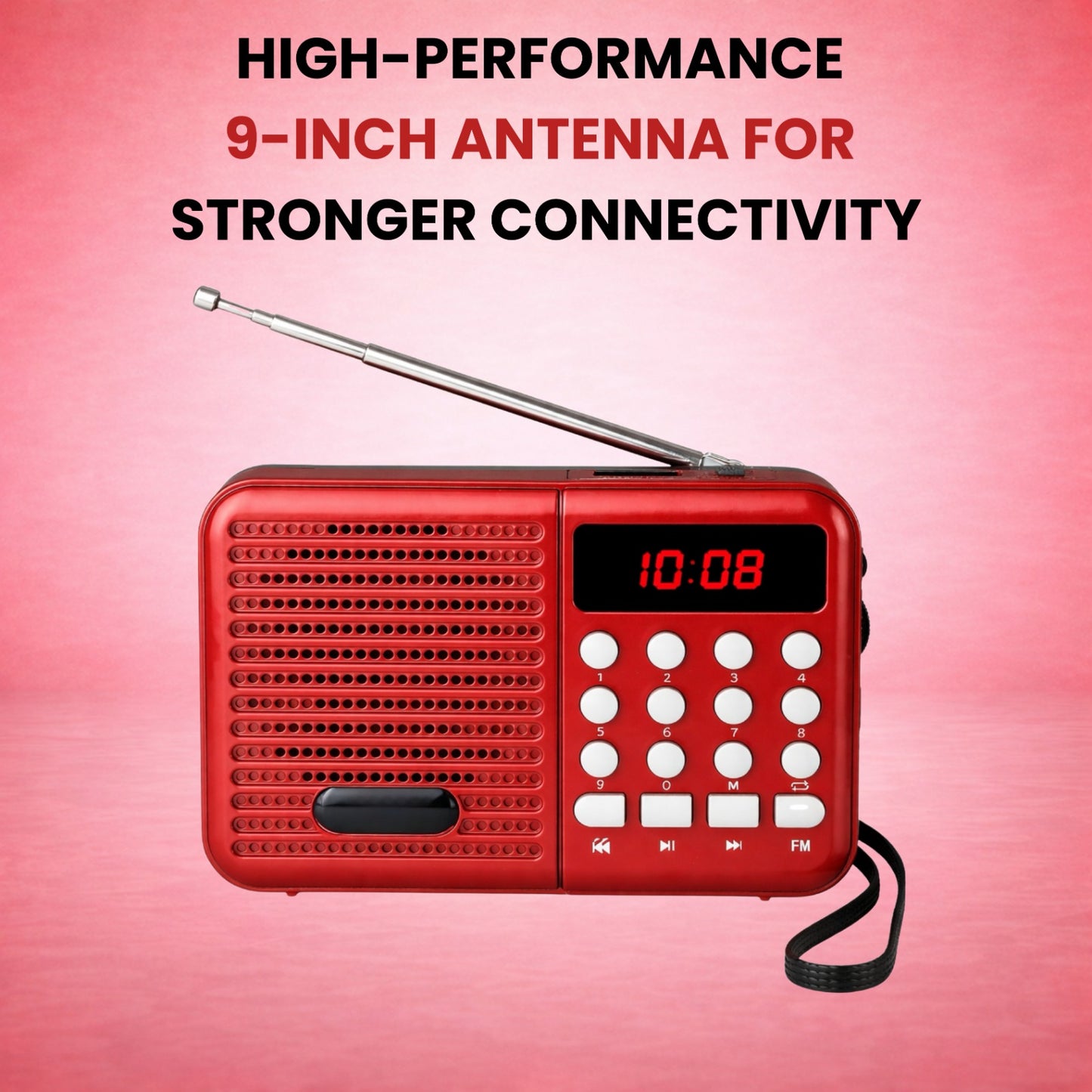 OPINIA Radio S8 FM Audio Player, 9 inch Antenna for Crystal Clear Sound FM Radio