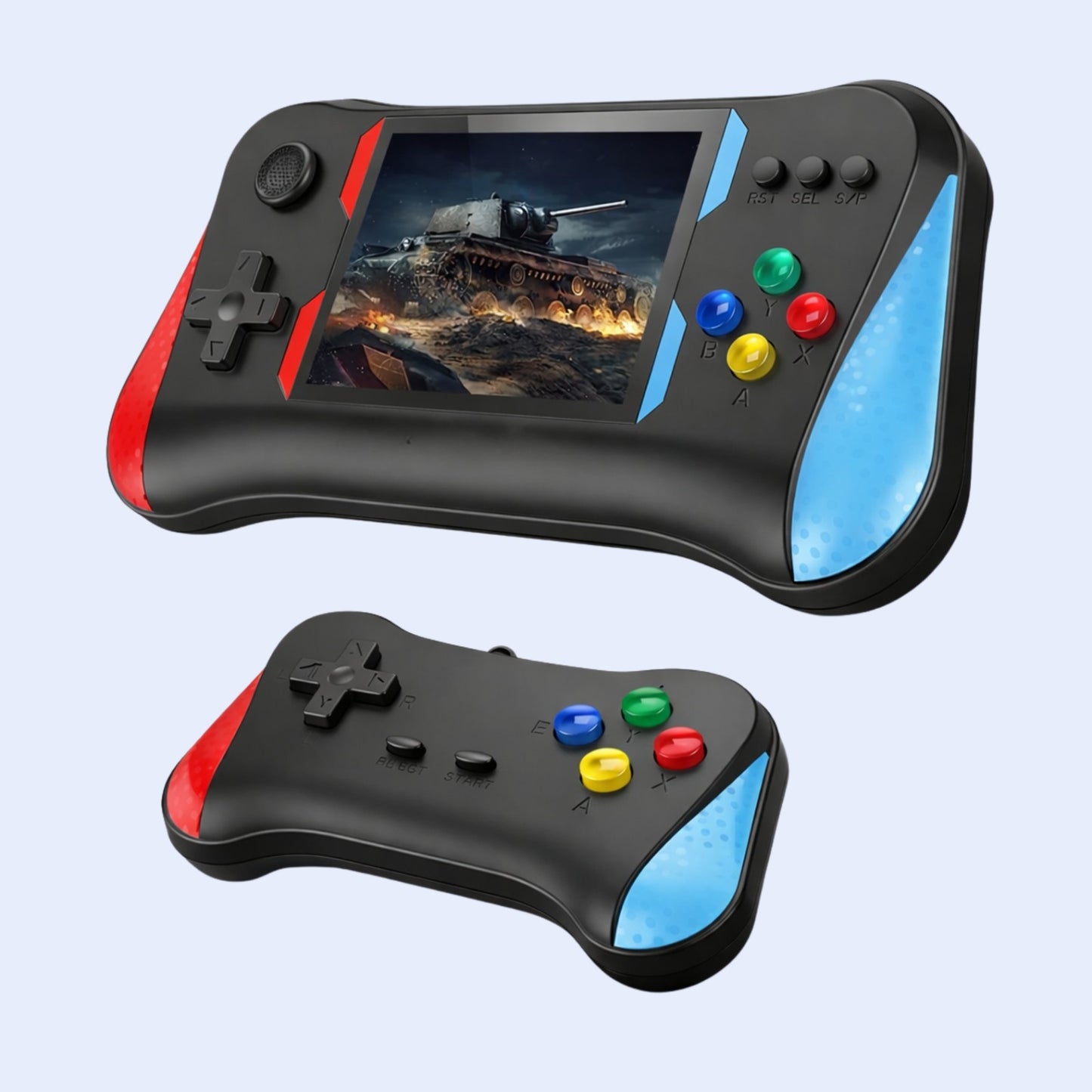 X7M Game Box Handheld Console (P5 Series) – 500 Built-in Games, Dual Controller Support, TV Output & Portable Gaming Device
