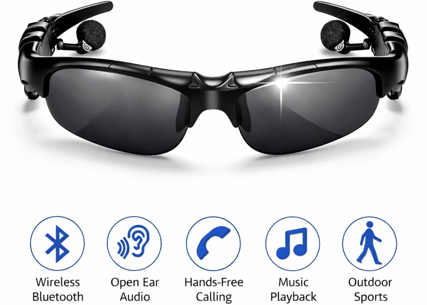 Bluetooth Smart Sunglasses with Wireless Earphones – UV Protection, Hands-Free Calling & Music Glasses