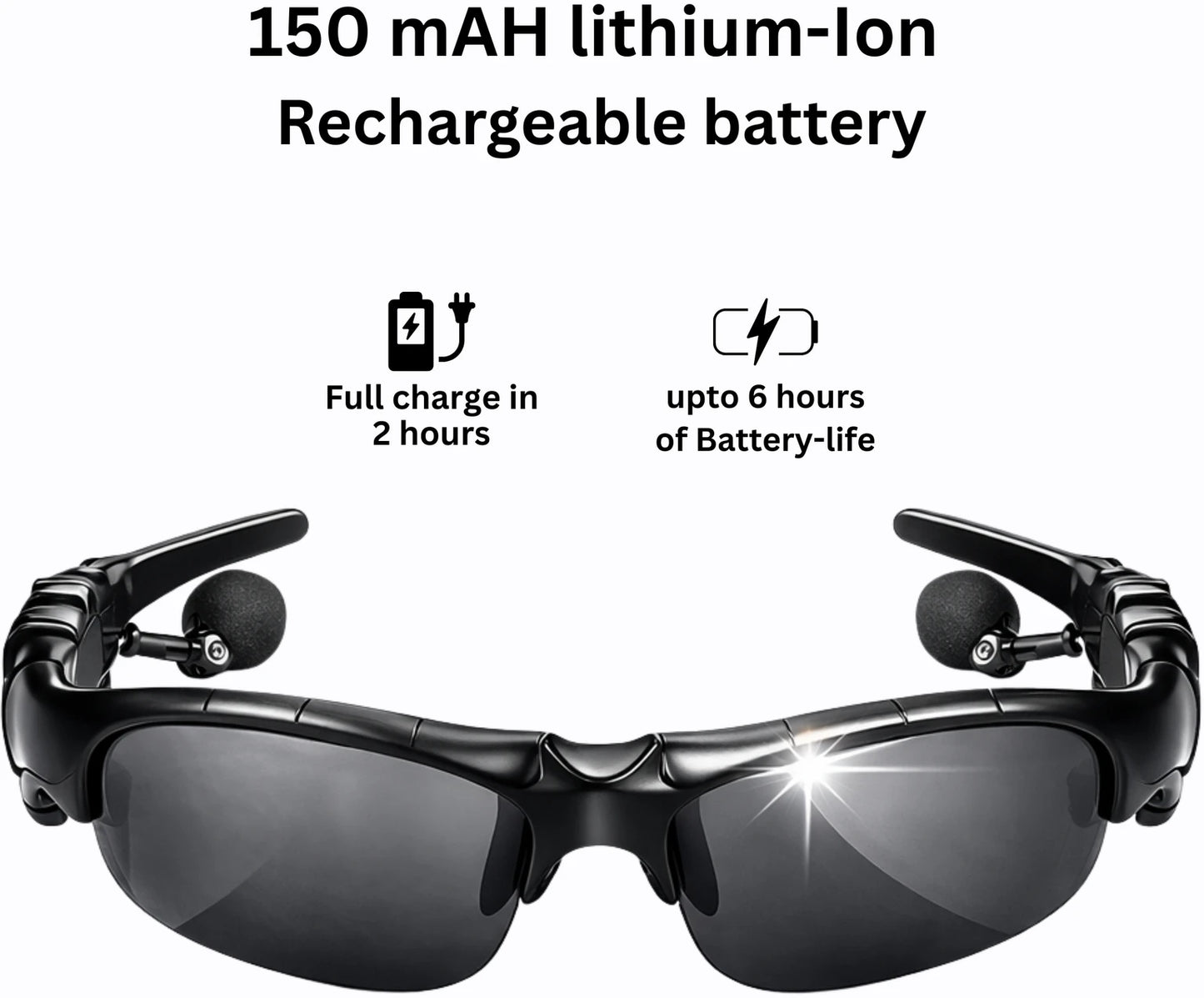 Bluetooth Smart Sunglasses with Wireless Earphones – UV Protection, Hands-Free Calling & Music Glasses