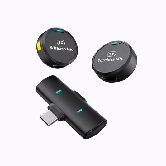 Dual Wireless Microphone for Type-C Mobile – 2.4GHz Lavalier Mic with Noise Reduction for Recording, Vlogging & Streaming