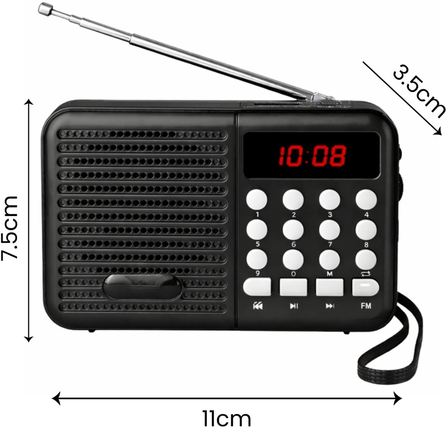 Retro Portable FM Radio with Digital Display – Rechargeable Speaker with USB, TF Card & AUX Support