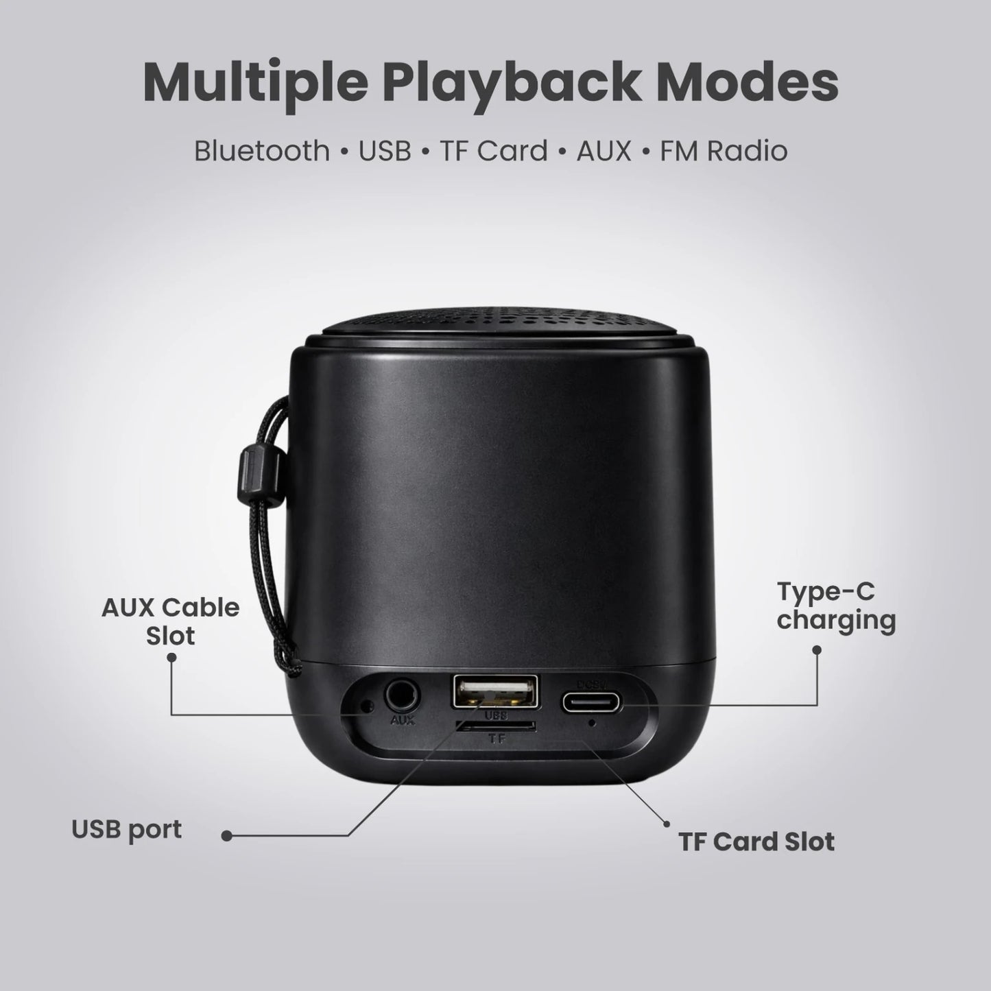 S678 Portable Bluetooth Speaker – Wireless Mini Speaker with Deep Bass, FM Radio, USB/TF Card & Type-C Charging